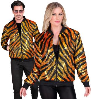 Pailletten Bomberjacke in Tigermuster:mehrfarbig 