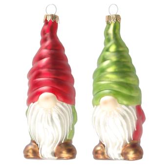 Gnome Set: Christbaumschmuck:2 Stück, 11 cm, mehrfarbig 