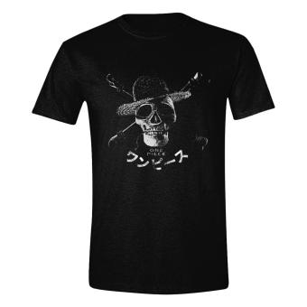 One Piece Live Action T-Shirt Greyscale Skull 