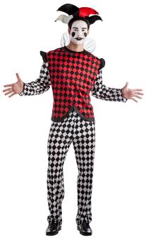 Kostüm Harlekin Clown:rot/schwarz 