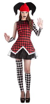 Costume femme Arlequin:rouge/noir 