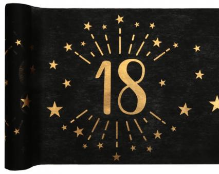 18. Geburtstag Tischläufer:30 x 500 cm, schwarz/gold 