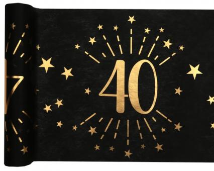 40th Birthday Table runner:30 x 500 cm, black/gold 