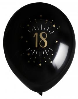 18th Birthday Balloons:8 Item, 23 cm, black/gold 