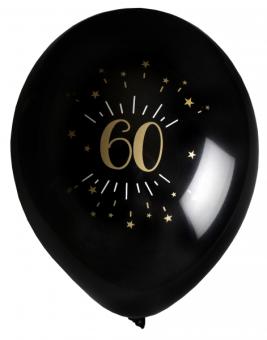 60. Geburtstag Ballone:8 Stück, 23 cm, schwarz/gold 