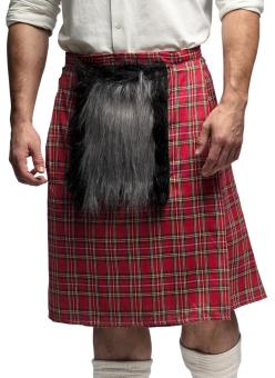 Kilt MacKenzie with bag:Verstellbar mit Klett S-XL, red 