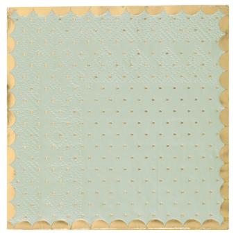 Servietten Papier gepunktet mit Goldrand:10 Stück, 25 x 25 cm, grün 