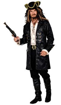 Pirate/Steampunk coat in leather look:black 