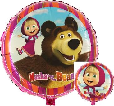 Foil balloon Masha & Bear round: Birthday Party Decoration:35 cm, colorful 