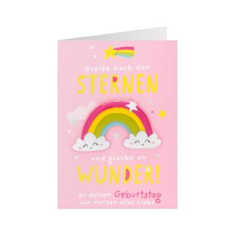 Geburtstagskarte Happy Birthday: Greife nach den Sternen:mehrfarbig 