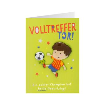 Happy Birthday Fussball Geburtstagskarte : Volltreffer Tor!:11 x 16 cm, grün 