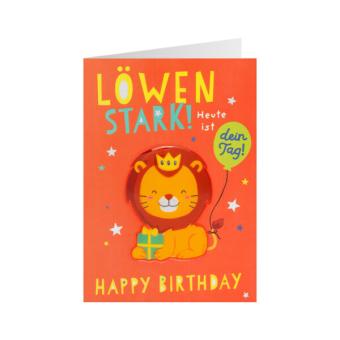 Geburtstagskarte Happy Birthday: Löwenstark!:mehrfarbig 