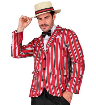 La veste Roaring 20s avec noeud papillon et chapeau:rouge 