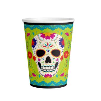 Papier Partybecher Papier Day Of The Dead:8 Stück, 250 ml, bunt 
