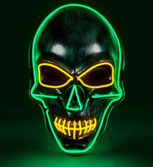 Masque de crâne argenté avec LED colorées:argent 
