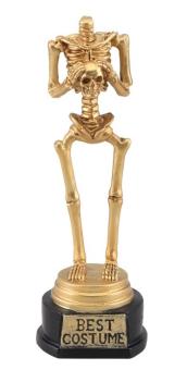 Skeleton Trophy Award "Best Costume":6 x 4.8 x 18 cm, or/gold 