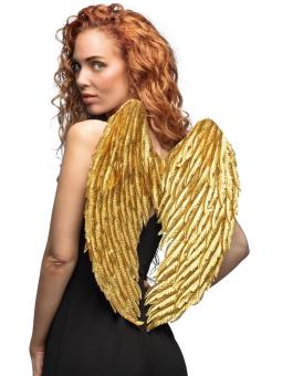 Angel Wings Glam Costume Accessory: Heavenly Party Accessory:50 x 55 cm, or/gold 