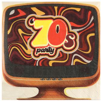 Serviettes 70's Party:20 pièce, 33 x 33 cm, coloré 