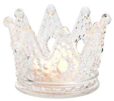 Windlicht Krone aus Glas:8 x 12 cm 