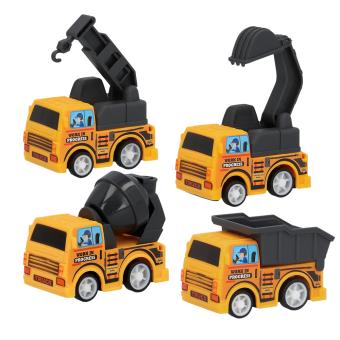 4 Pull back construction cars:4 Item, 5.5 x 3 cm, yellow 