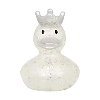 Badeente Glitzer mit Krone:7.5 x 8.5cm, silber 
