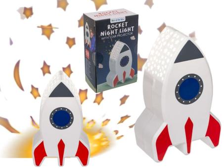 Veilleuse fusée avec projecteur d'étoiles:15 cm 
