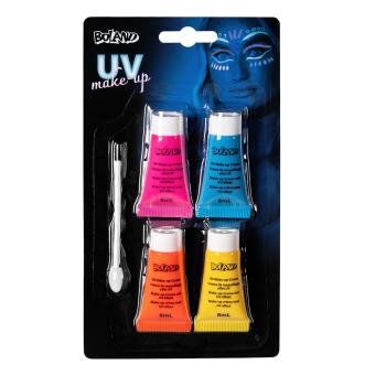 Schminkset UV neon (4 Tubes Creme-Schminke auf Wasserbasiss, 1 Apllikator):mehrfarbig 