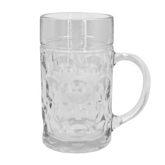 Bierglas Mass 1 Liter mit Henkel – klassischer Bierhumpen für Oktoberfest & Party:1 Liter, transparent 