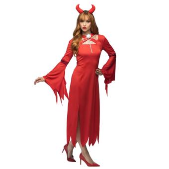 Women’s Lady Lucifer Costume – Seductive Devil Dress for Halloween Nights:red 