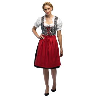 Oktoberfest dirndl costume: dress, top, apron:red/black/white 