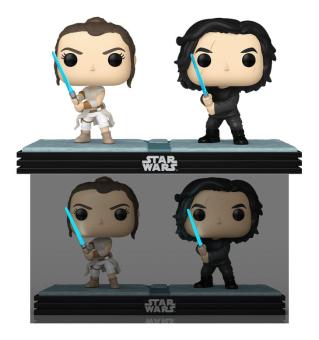 Star Wars pack 2 POP! Movie Moments Vinyl Bobble Head Kylo & Rey:2 pièce, 9 cm 
