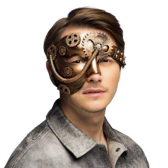 Opera Punk Half Mask – Steampunk Mask with Vintage Flair & Industrial Details:bronze 
