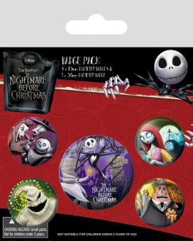 Nightmare Before Christmas Pin-Back Buttons 5-Pack Characters 