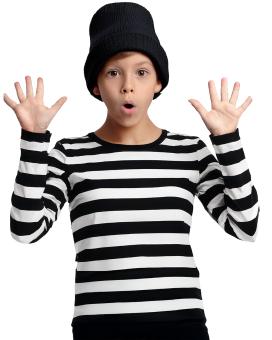 Wide striped children’s long-sleeve shirt:black/white 