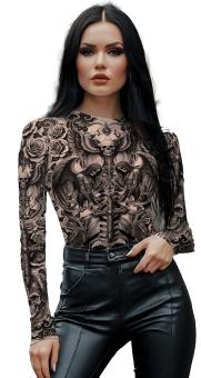 Dark Diva Body-Tattoo-Effekt Langarmshirt:schwarz 