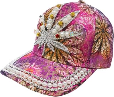Glamour Look Rhinestone Cap Weed: Festival Party Vibes:pink 