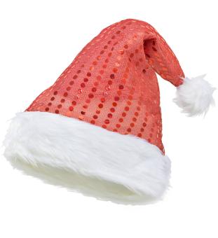 Bonnet de Père Noël à paillettes:rouge 