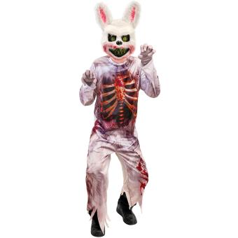 Costume de lapin zombie : combinaison, masque:red 