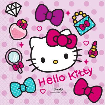 Hello Kitty napkins: Kids’ party table decoration:20 Item, 33 x 33 cm, pink 