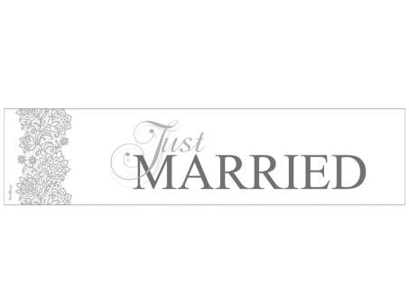 Autocollant de plaque d’immatriculation Just Married:50 x 11.5 cm, blanc 