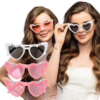 3er Set Partybrille Bridal pearl:3 Stück, mehrfarbig 