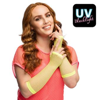 Gloves Mesh long neon:yellow 