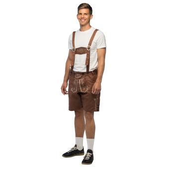 Pantalon Oktoberfest en tissu aspect pantalon en cuir:marron 