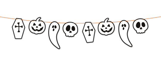 Geister Papiergirlande: Glow in the Dark:10 Stück, 200 cm, weiss 