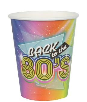 Gobelets disco années 80 – vaisselle jetable rétro pour fête à thème:10 pièce, 2.7 dl, color 