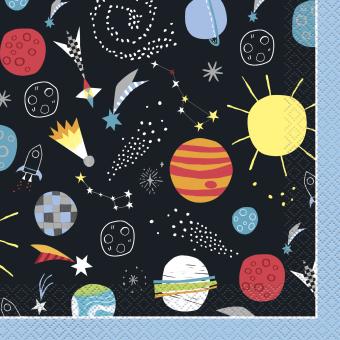 Astronautes/espace serviettes:16 pièce, 33 x 33 cm, multicolore 