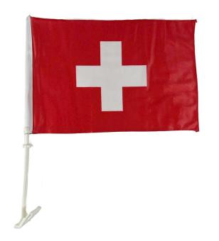 Schweizer Kreuz Autofahne:30 x 45 cm, rot 