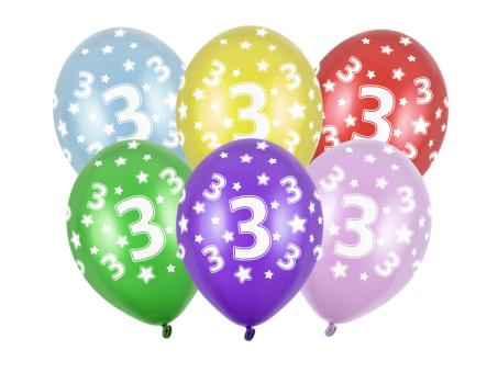3th birthday balloons:6 Item, 30cm, colorful 