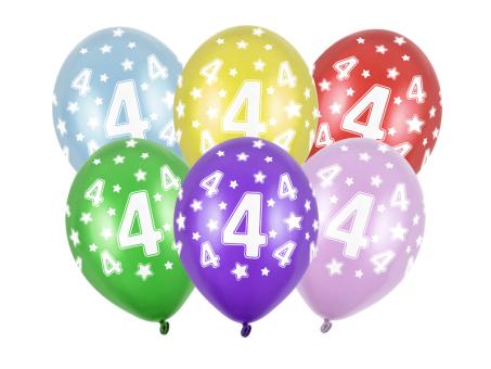 4. Geburtstag Luftballons:6 Stück, 30cm, bunt 