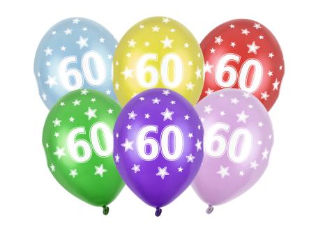 60th birthday balloons:6 Item, 30cm, colorful 